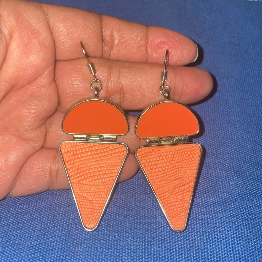 Enamel and faux leather earrings